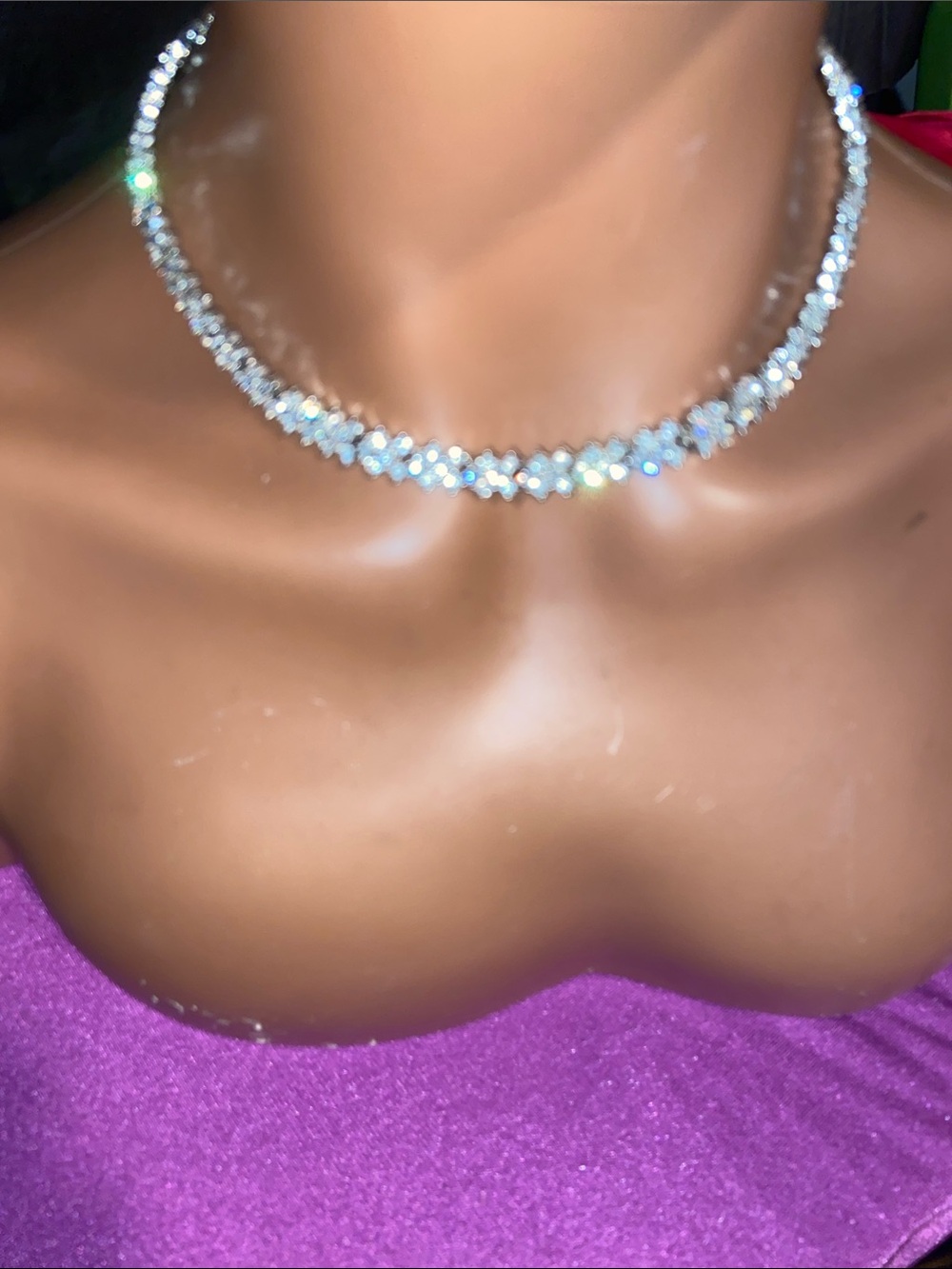 Ellen Kiam Dual Tone Brushed Silvertone Collar Necklace  17” Stunning